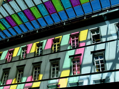 farebné, budova, Architektúra, Domov, okno, Mozaika, Nástenné