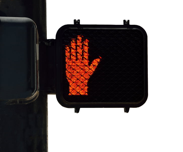 panneau de signalisation lumineuse, panneau piéton, signe de la marche, ne marchez pas, rue, signe, route