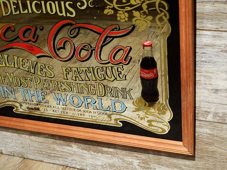 coca cola, Cola, Coca Cola, publicitate, oglinda, vechi, semn de publicitate