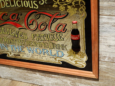 Coca-cola, cola de, Coca-Cola, anunci, mirall, vell, creació del cartell