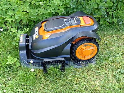 lawn mowers, robot, lawn, grass, summer, colors