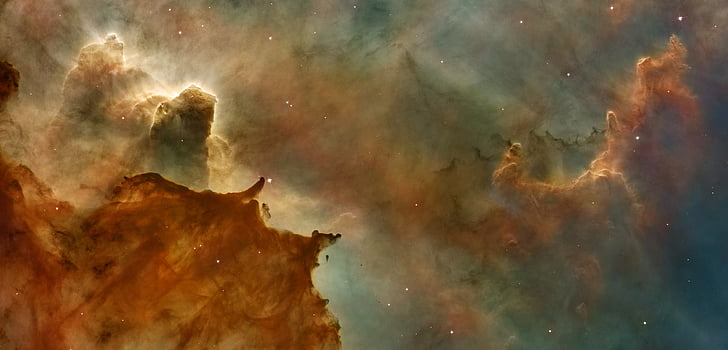 Carina nebula, detaljer, plass, kosmos, gass, støv, skyen