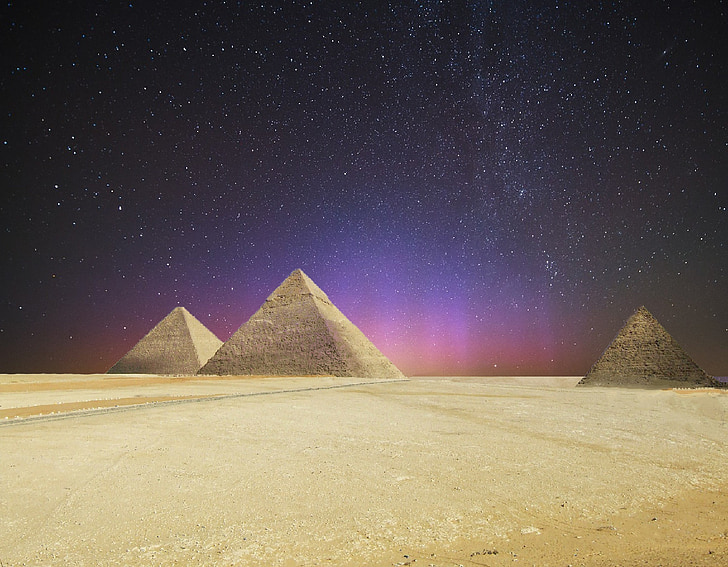 estrela, céu noturno, pirâmides, Egito, céu estrelado, céu, humor