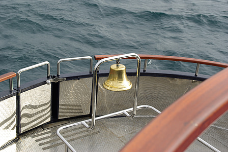 boot, ship bell, water, boats