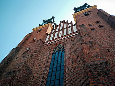 brązowy, betonu, Wysoka, wzrost, budynek, w ciągu dnia, Kościół okno