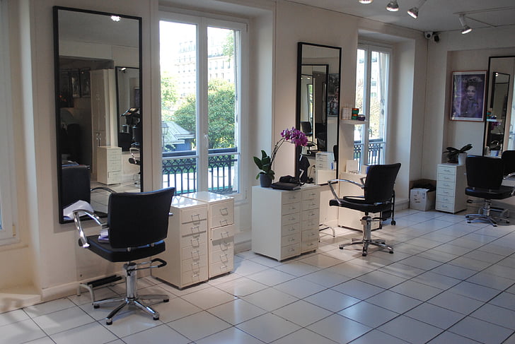 salon de coiffure, salon de coiffure, Salon, beauté, moderne, à l’intérieur, chaise