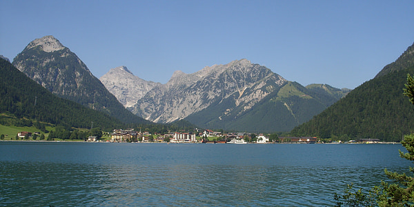 achensee, 湖, achenkirch, 视图, 前景, 山脉
