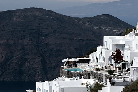 Santorini, Griekse eiland, Cycladen, Caldera, witte huizen, Griekenland, Oia