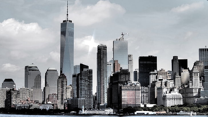 NYC, New york, gratte-ciel, Manhattan, horizon urbain, paysage urbain, scène urbaine