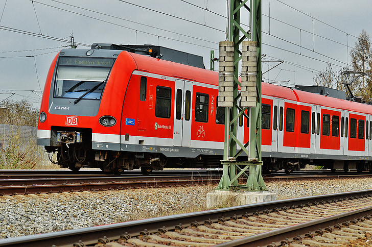 (s Bahn), vlak, Željeznički, sredstva javnog prijevoza, promet, prijevoz, veliki grad