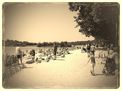 Beach, Vintage, piesok, vody, Dovolenka