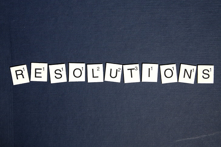 rezolūcijas, Scrabble, vienu vārdu, teksts, tāfele