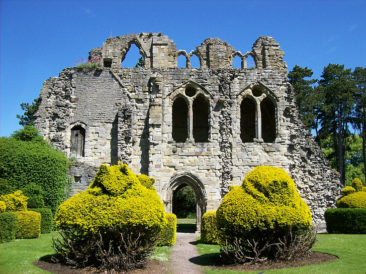Priorato de Wenlock, Inglaterra, Gran Bretaña, historia, histórico, ruinas, Topiary