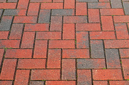 石头, 铺路砖, 模式, 红色, 砖, 人行道上, 背景