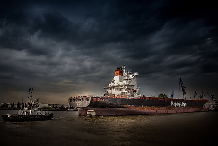 Hamburg, bağlantı noktası, Hamburg liman, Elbe, Hansa kenti, gemi, konteyner gemisi