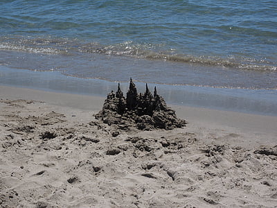 slottet, sandburg, klecker castle, kunstverk, sand kunstverk, stranden, sand