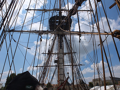 la fayette, fragata hermione, barco à vela, equipamento velho, antiga, fuzileiro naval, corda