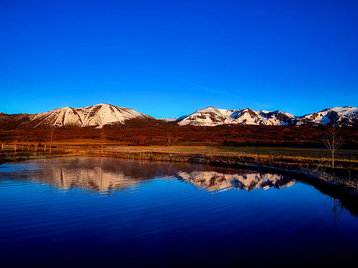 Colorado, Berge, Schnee, See, Wasser, Reflexionen, fallen