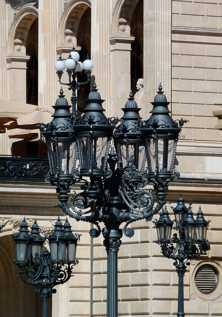 candlestick, candelabra, street lamp, mast, lantern, architecture, facade