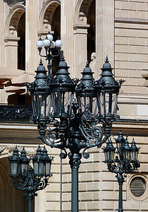 chandelier, candélabre, lampe de rue, mât, lanterne, architecture, façade