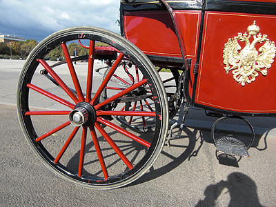 Wagon wheel, hästdragen vagn, Wien, Österrike, ekrar, tränare