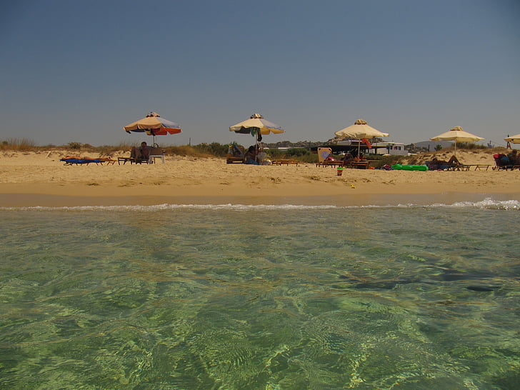 guarda-chuvas, praia, mar, sol, Ilha, Naxos, Grécia