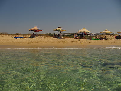 парасольки, пляж, море, НД, Острів, Наксос, Греція