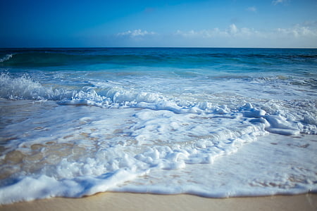 orilla del mar, durante el día, Playa, arena, Océano, mar, ondas