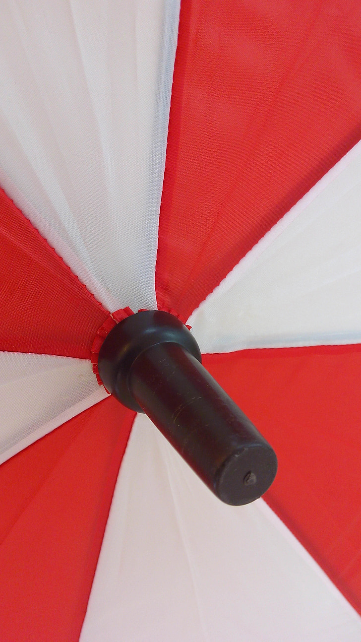 ô dù, mở, màu đỏ, trắng, màu sắc