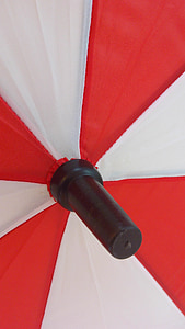 umbrella, open, red, white, color