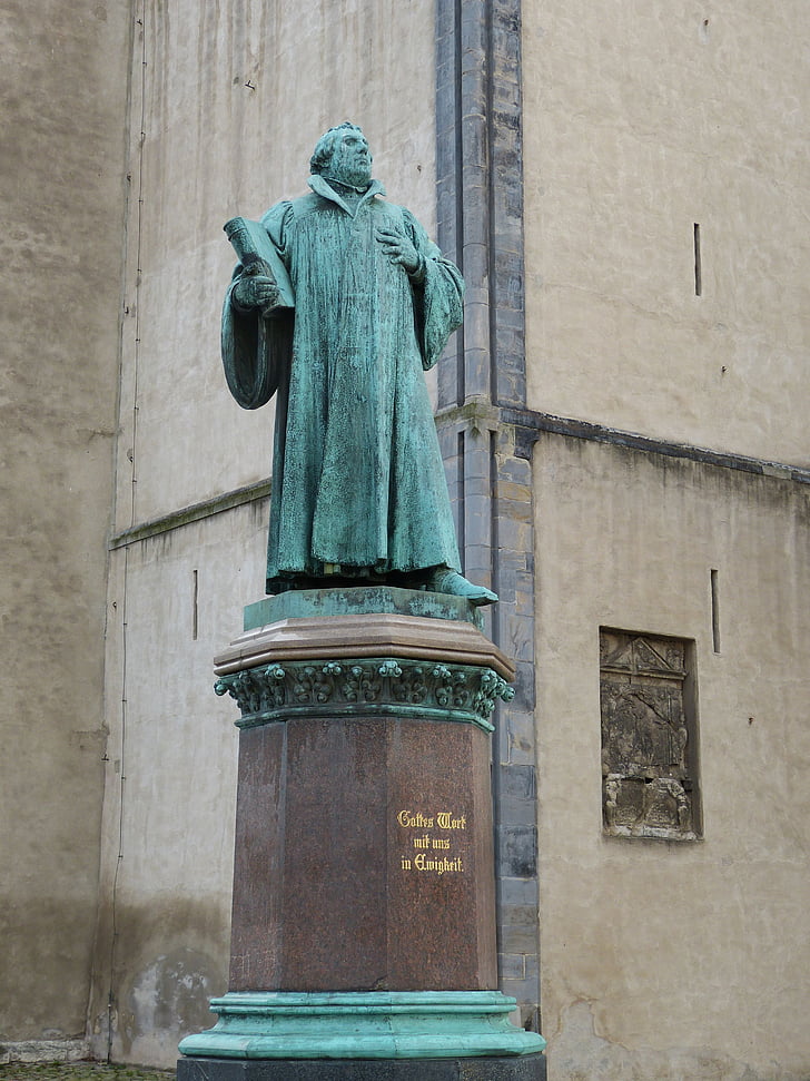 Luther, veistos, kuva, Magdeburg, Saksi-anhalt, kirkko, protestanttinen