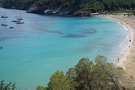 Ibiza, sjøen, reservert, Spania, turkis, Balearene, båter