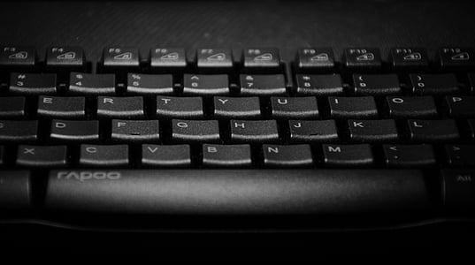 tastatur, svart-hvitt, knappen