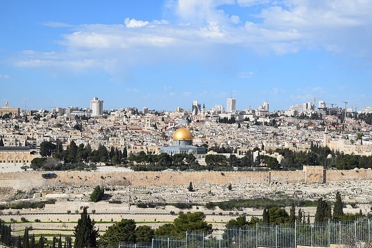 Jerusalem, kuplen, City, Panorama, Panorama over byen, Se, arkitektur