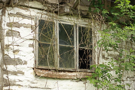 ablak, régi, üveg, fal, haza, ház, Vintage