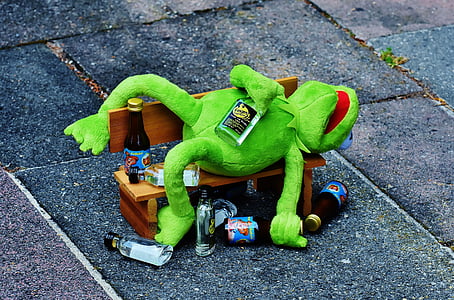 Kermit, Kurbağa, içki, alkol, sarhoş, banka, geri kalan
