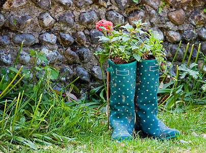 cargadores de Wellington, botas de lluvia, botas, botas de goma, verde, bonita, flores