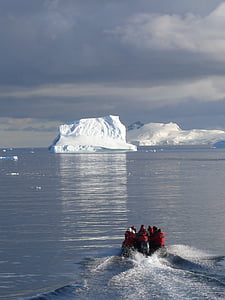 冰山, 南极洲, 南大洋, zodiacfahrt, 冰山, 小艇, 冰山-冰形成