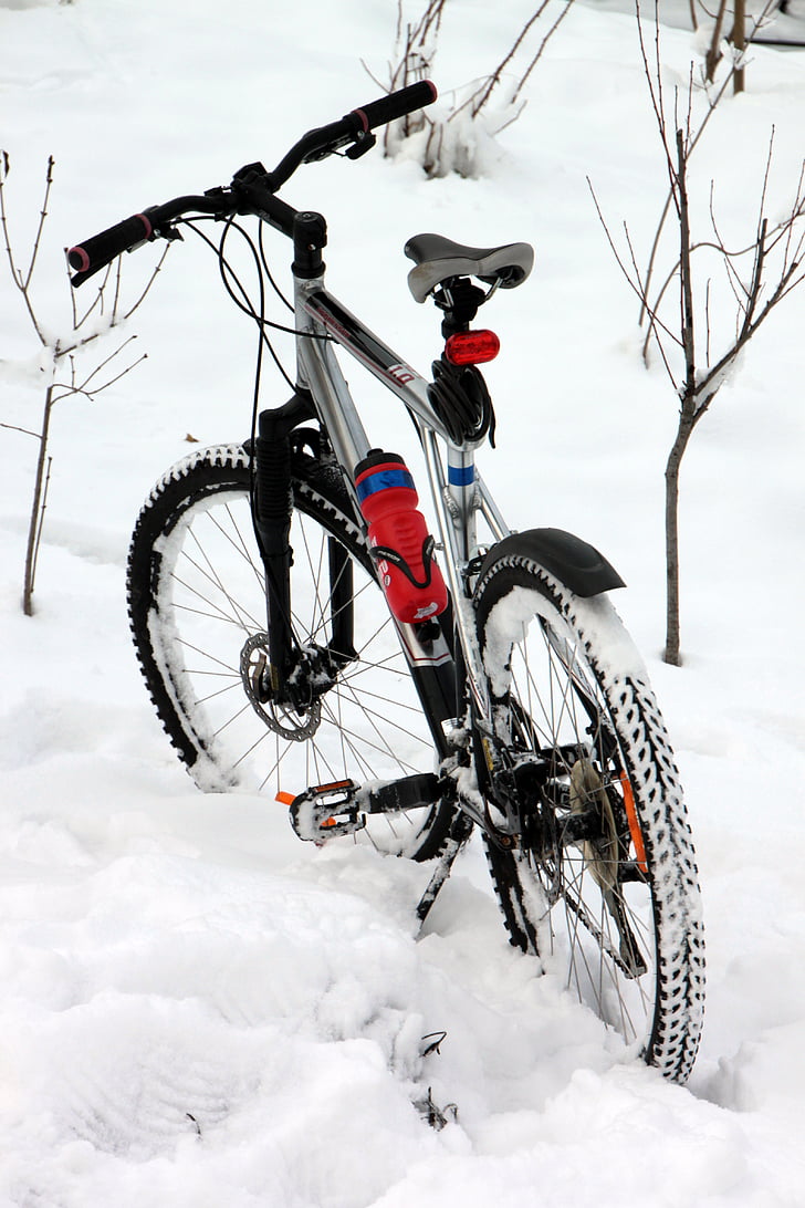 bicikl, hladno, biciklizam, planine, jahanje, snijeg, gume