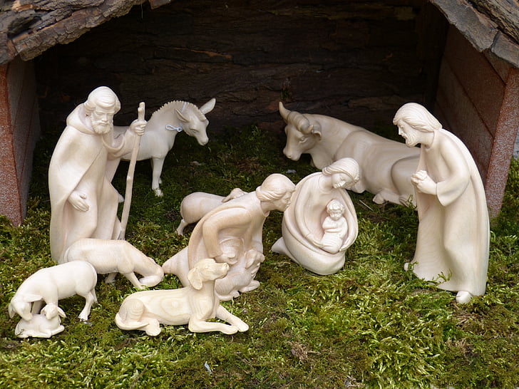 jul, Advent, Julkrubba, Spjälsäng, Maria, Josef, Jesus