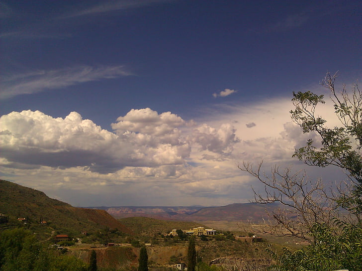 Jerome, Arizona, nézet, természet, Légifelvételek, hegyek, felhők