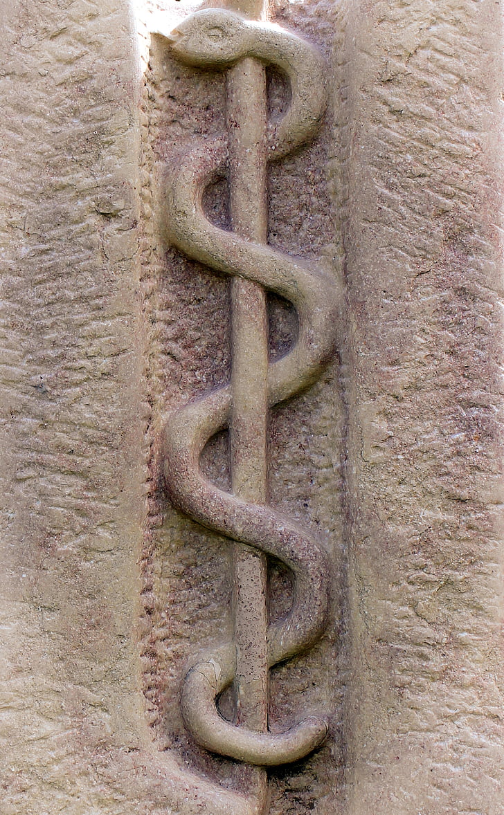 relief, Simbol, tija, sarpe, äskulapstab, Personalul lui Asclepius, medicale