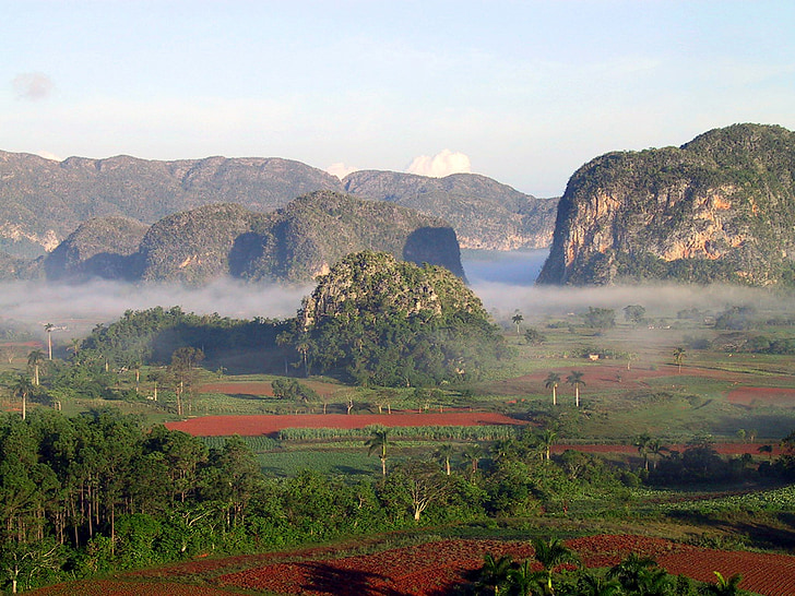 Kuba, mgła, góry krajobraz, Natura, Rolnictwo, wzgórze, góry
