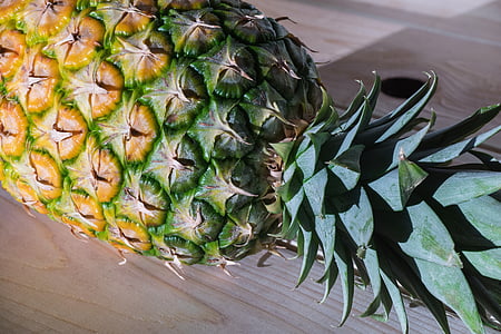 fruit, golden, healthy food, pineapple, ripe, shadow, table