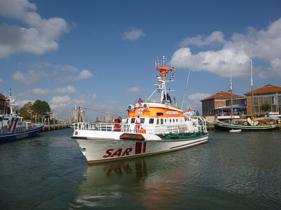 Fireboat, livbåt, Sjöräddning, hamn