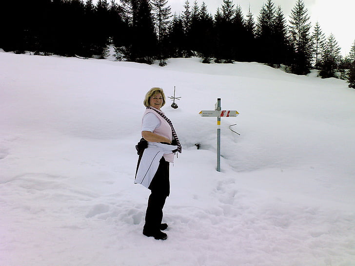 nieve, senderismo de invierno, Lilli, Kleinwalsertal, montaña, invierno, Cumbre de