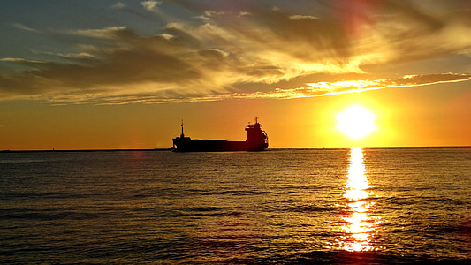 Sunset, aluksen, Riika, Latvia, aurinko pilvien, Luonto, toimitus