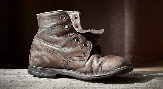 Чистка обуви, кожа для обуви, кожа, коричневый, Старый, используется, носить