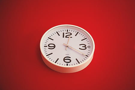 round, white, analog, clock, photo, time, numbers
