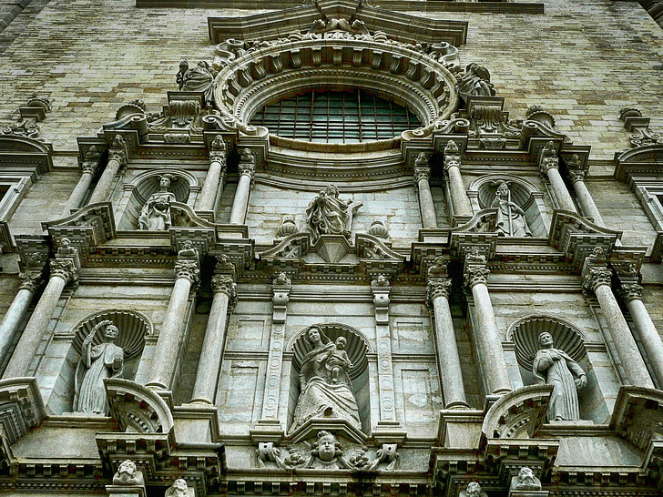 Girona, Espanja, katedraali, kirkko, julkisivu, Maamerkki, historiallinen
